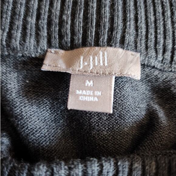 J.Jill Pull On Stretch Gray Knit Midi Sweater Skirt Silk Blend Size M - Picture 3 of 5